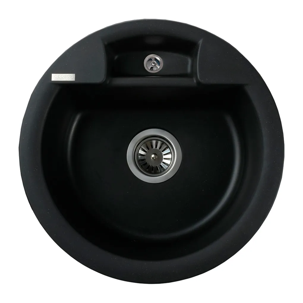 Гранітна мийка Globus Lux GURON 480 мм-А0002, чорний- Фото 1